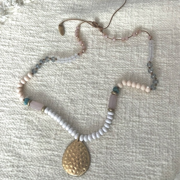 Plunder Jewelry Boardwalk Pink
Beaded Teardrop Cord Necklace - Picture 1 of 5